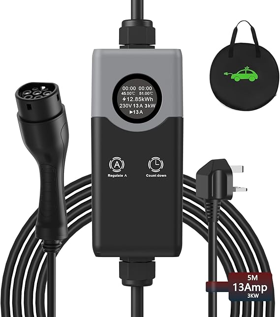 EV Charger Type 2 to 3-Pin Plug
