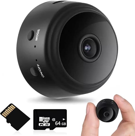 Magnetic Mini Security Camera 1080P HD WiFi – Hidden Wireless Spy Camera with Night Vision, Motion Detection & Mobile App (64G Set)