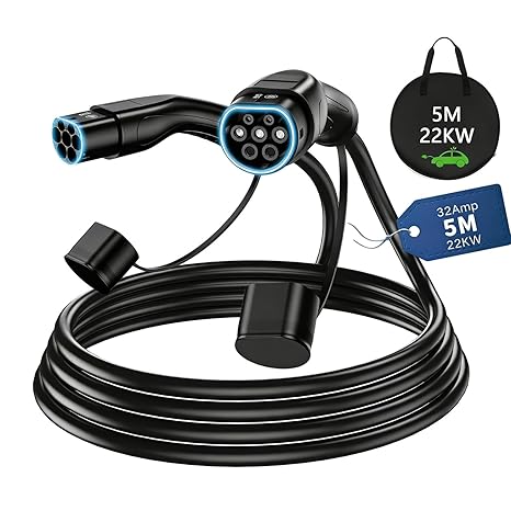 Type 2 to Type 2 EV Charging Cable 32A 22kW (5M) – Three Phase Fast Charging Cable