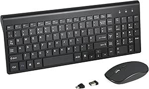 Wireless Keyboard and Mouse Combo – Full Size Keyboard with USB-C & USB-A Receiver for Mac & Windows