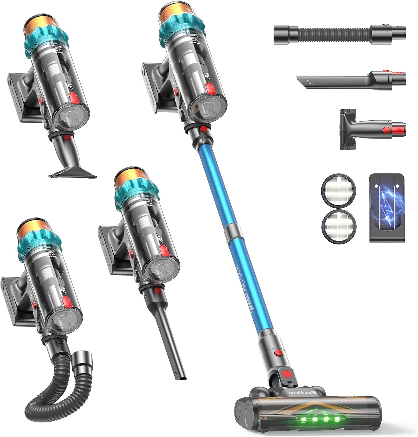 Cordless Vacuum Cleaner 600W 50KPa, Lightweight Stick Vacuum with Anti-Tangle Brush, 70-Min Runtime, Green LED & Removable Battery for Pet Hair, Carpet, Hardwood, Car & Stairs
