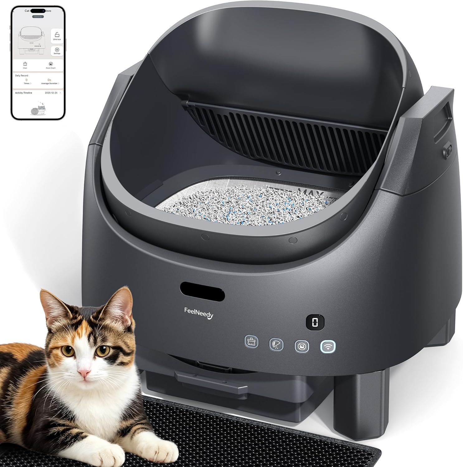 Self-Cleaning Cat Litter Tray | Automatic Open-Top Litter Box with App Control & Safety Sensors